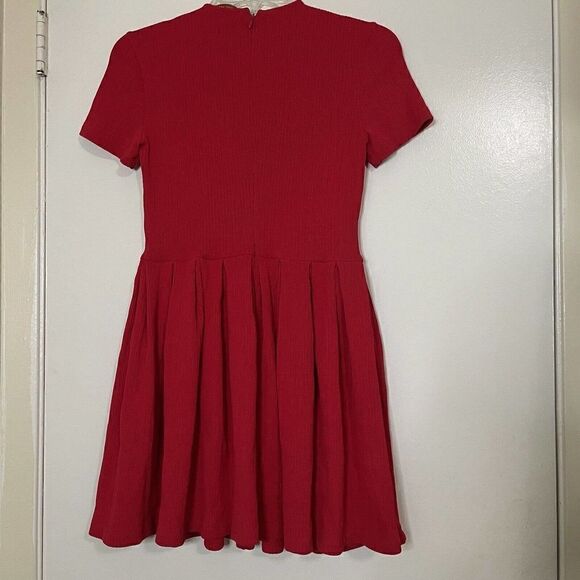 OPENING CEREMONY red ribbed pleated flare mini dress size XS - Picture 3 of 6